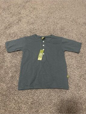 Nui Slate Blue Short Sleeve Henley Shirt